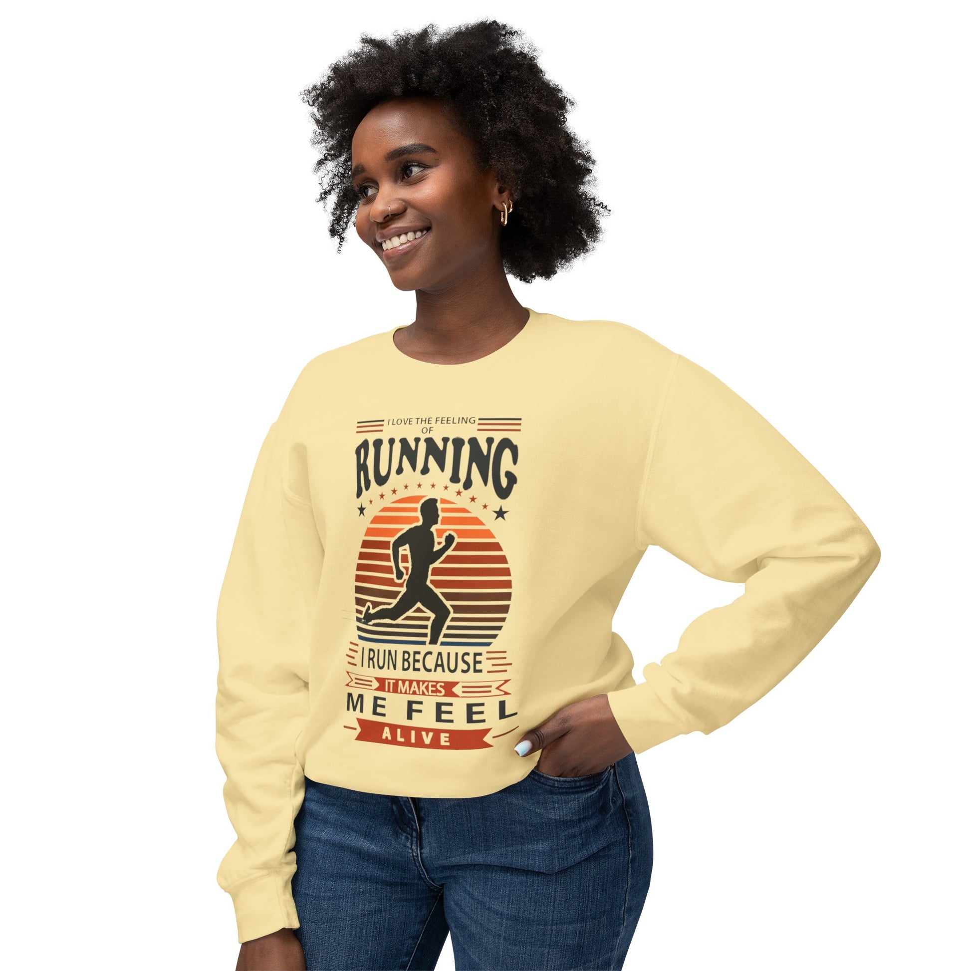 "RUNNING MAKESME FEEL ALIVE" LIGHTWEIGHT CREWNECK SWEATSHIRT