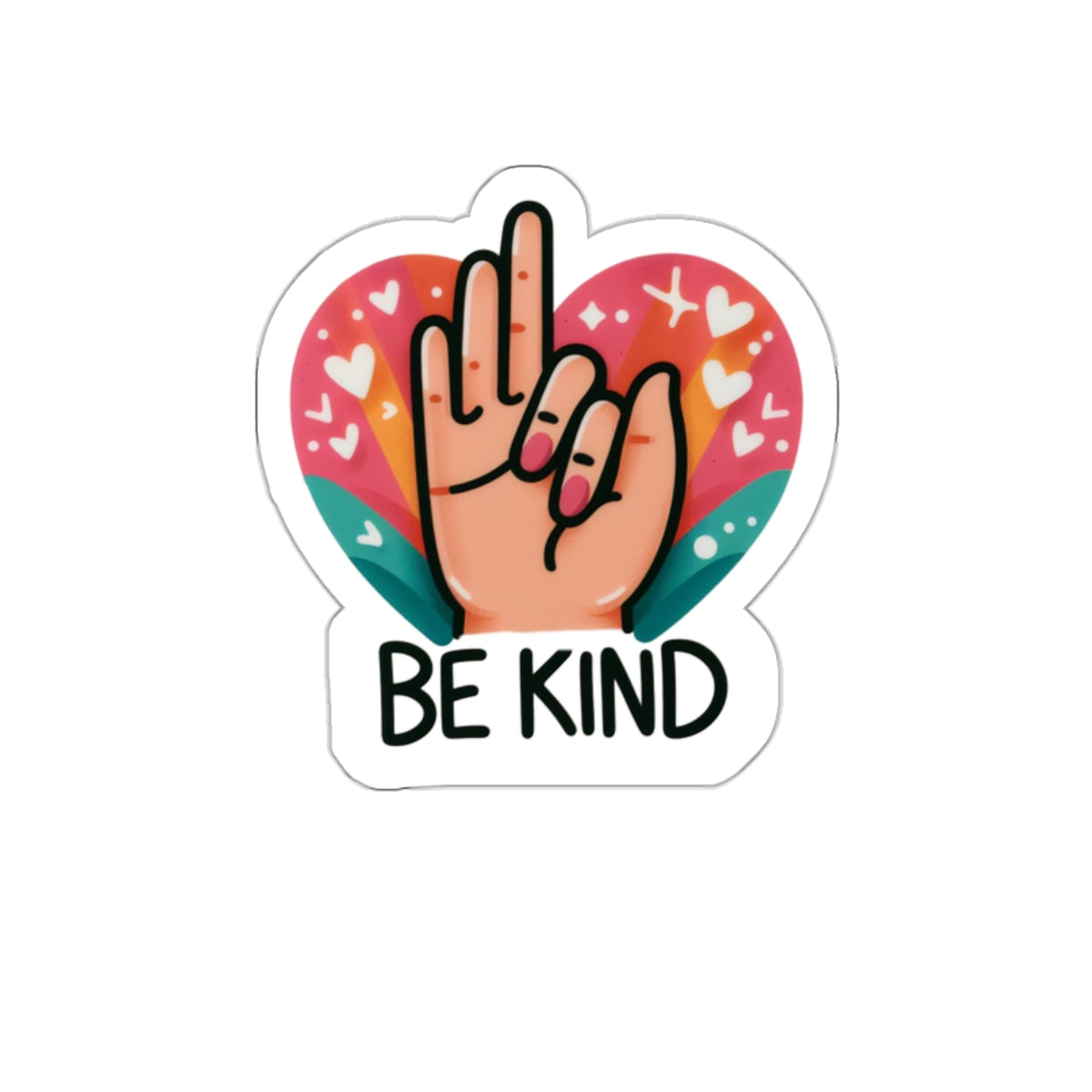 "Be Kind" Pink & Blue Heartful Pride Month Die-Cut Sticker