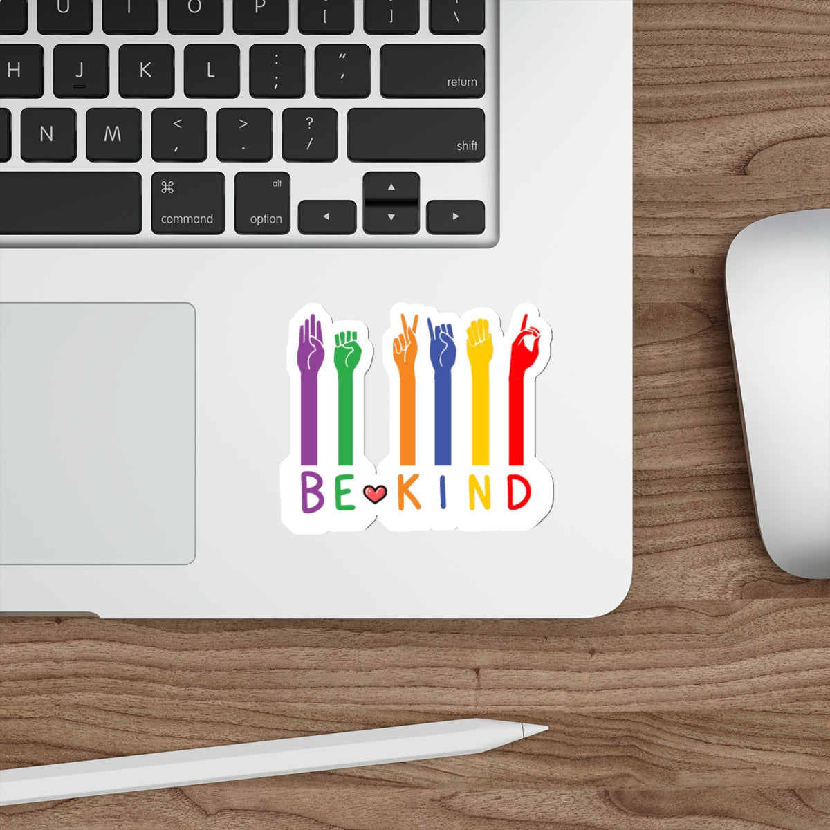 “BE KIND” ASL DIE-CUT STICKER: A COLORFUL GESTURE OF GOODWILL