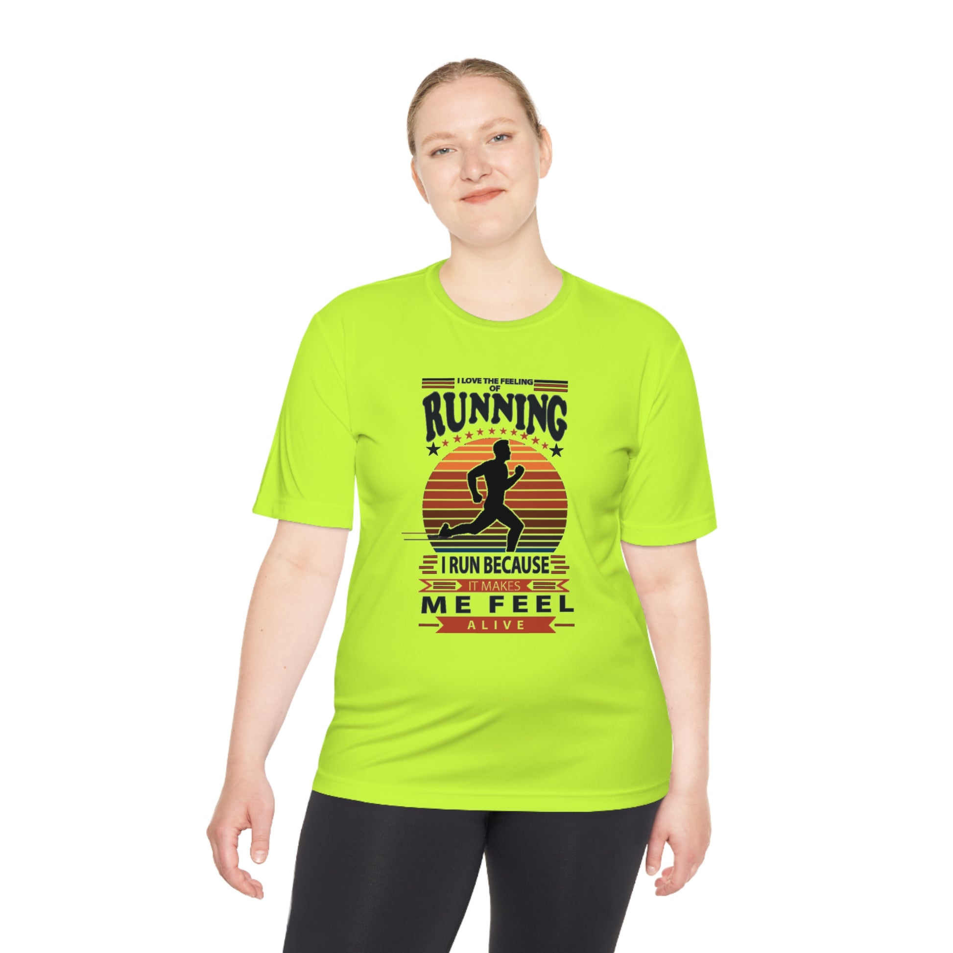 "RUNNING MAKES ME FEEL ALIVE" MOISTURE WICKING TEE