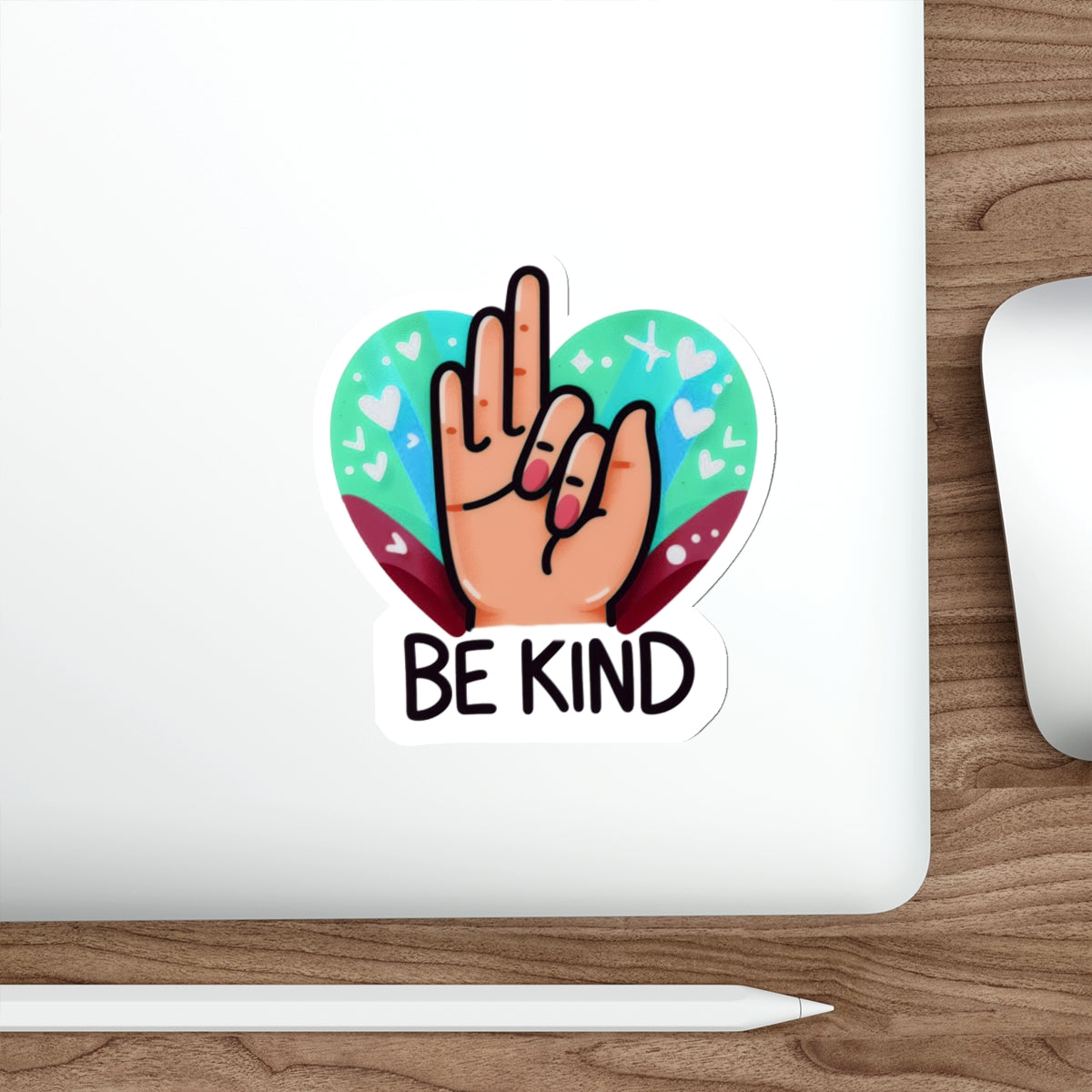 "Be Kind" Blue & Magenta Heartful Pride Month Die-Cut Sticker