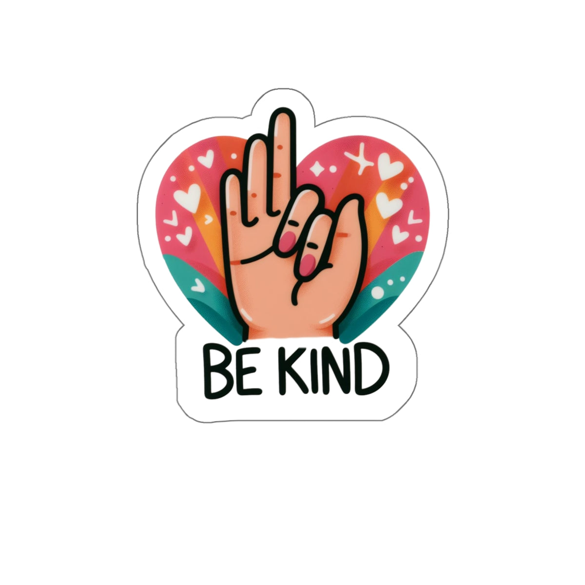 "Be Kind" Pink & Blue Heartful Pride Month Die-Cut Sticker