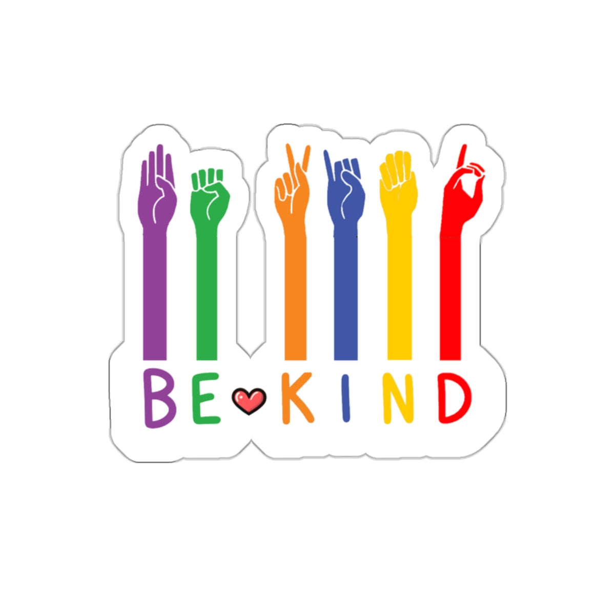 “BE KIND” ASL DIE-CUT STICKER: A COLORFUL GESTURE OF GOODWILL