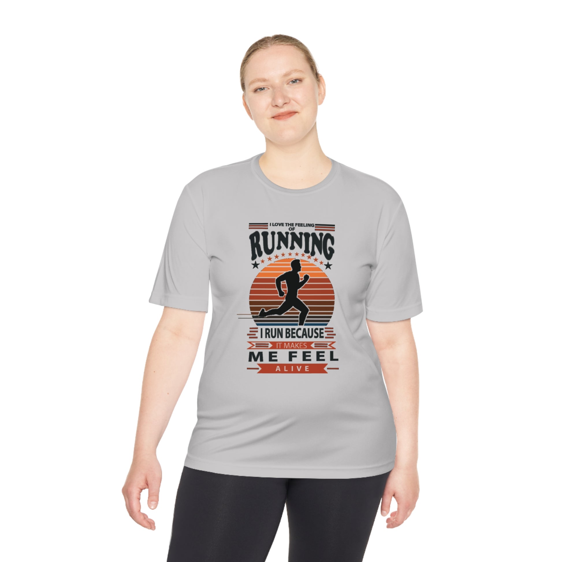 "RUNNING MAKES ME FEEL ALIVE" MOISTURE WICKING TEE