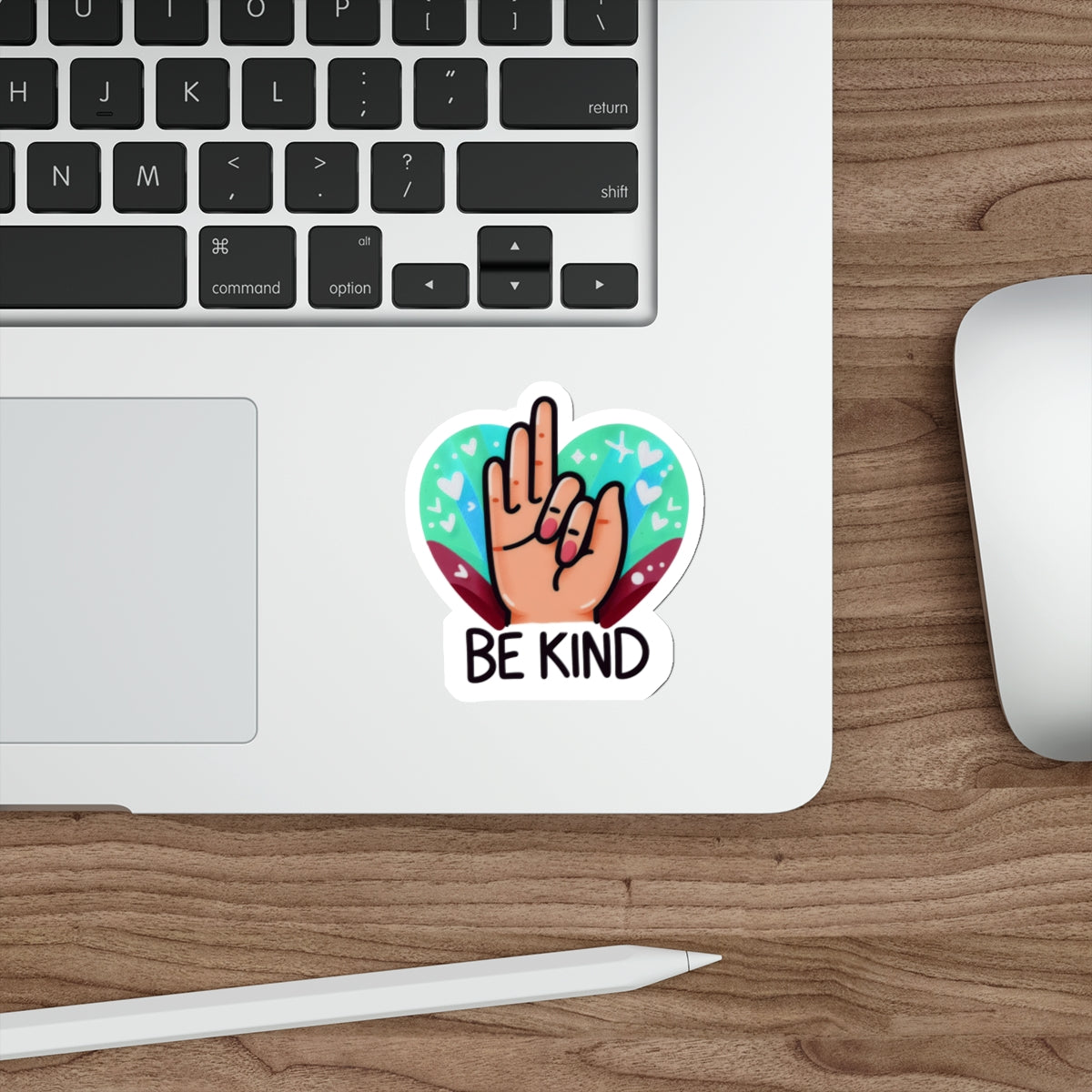 "Be Kind" Blue & Magenta Heartful Pride Month Die-Cut Sticker