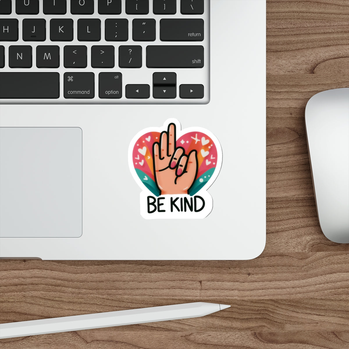 "Be Kind" Pink & Blue Heartful Pride Month Die-Cut Sticker