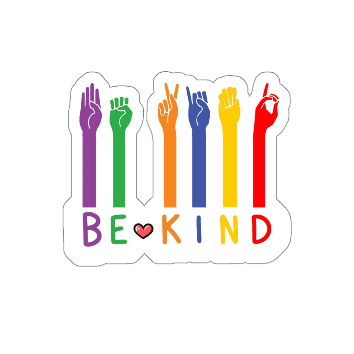 “BE KIND” ASL DIE-CUT STICKER: A COLORFUL GESTURE OF GOODWILL