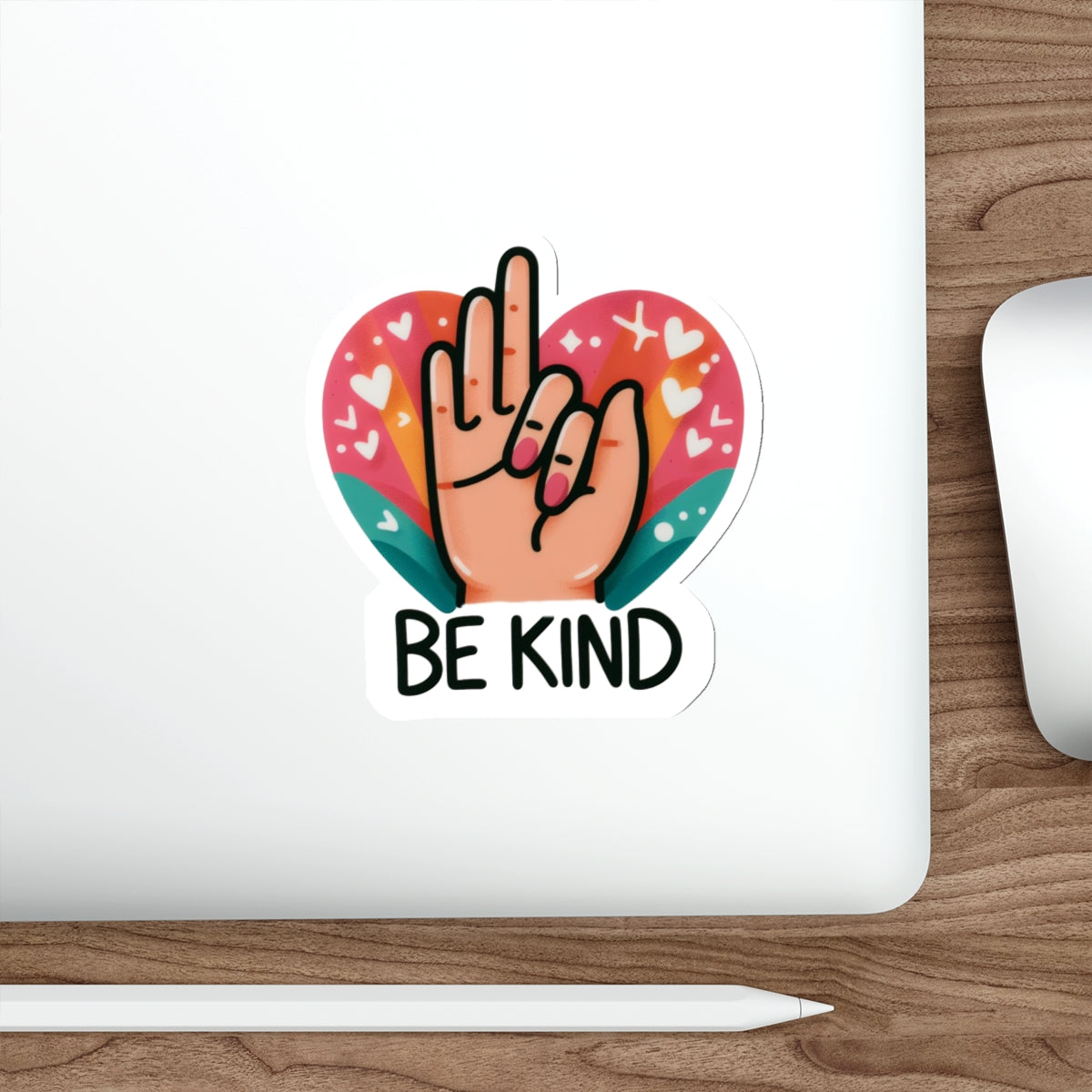 "Be Kind" Pink & Blue Heartful Pride Month Die-Cut Sticker