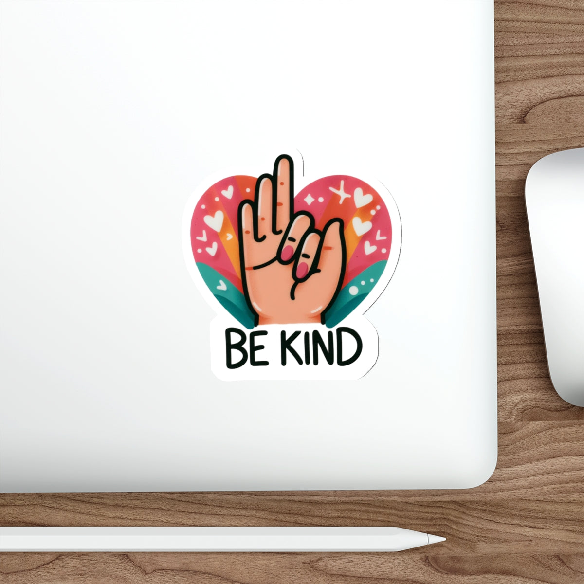 "Be Kind" Pink & Blue Heartful Pride Month Die-Cut Sticker