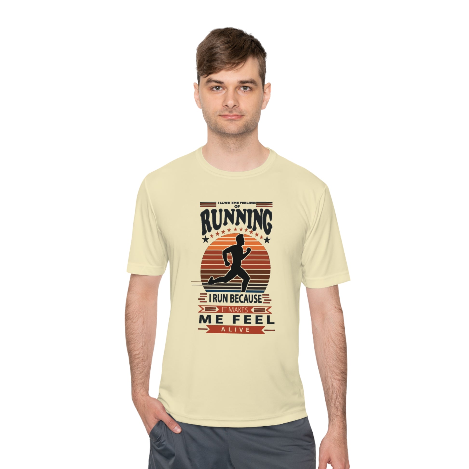 "RUNNING MAKES ME FEEL ALIVE" MOISTURE WICKING TEE