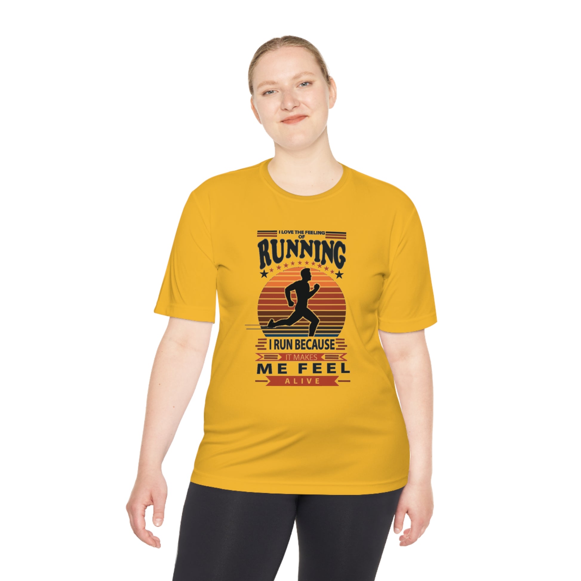 "RUNNING MAKES ME FEEL ALIVE" MOISTURE WICKING TEE