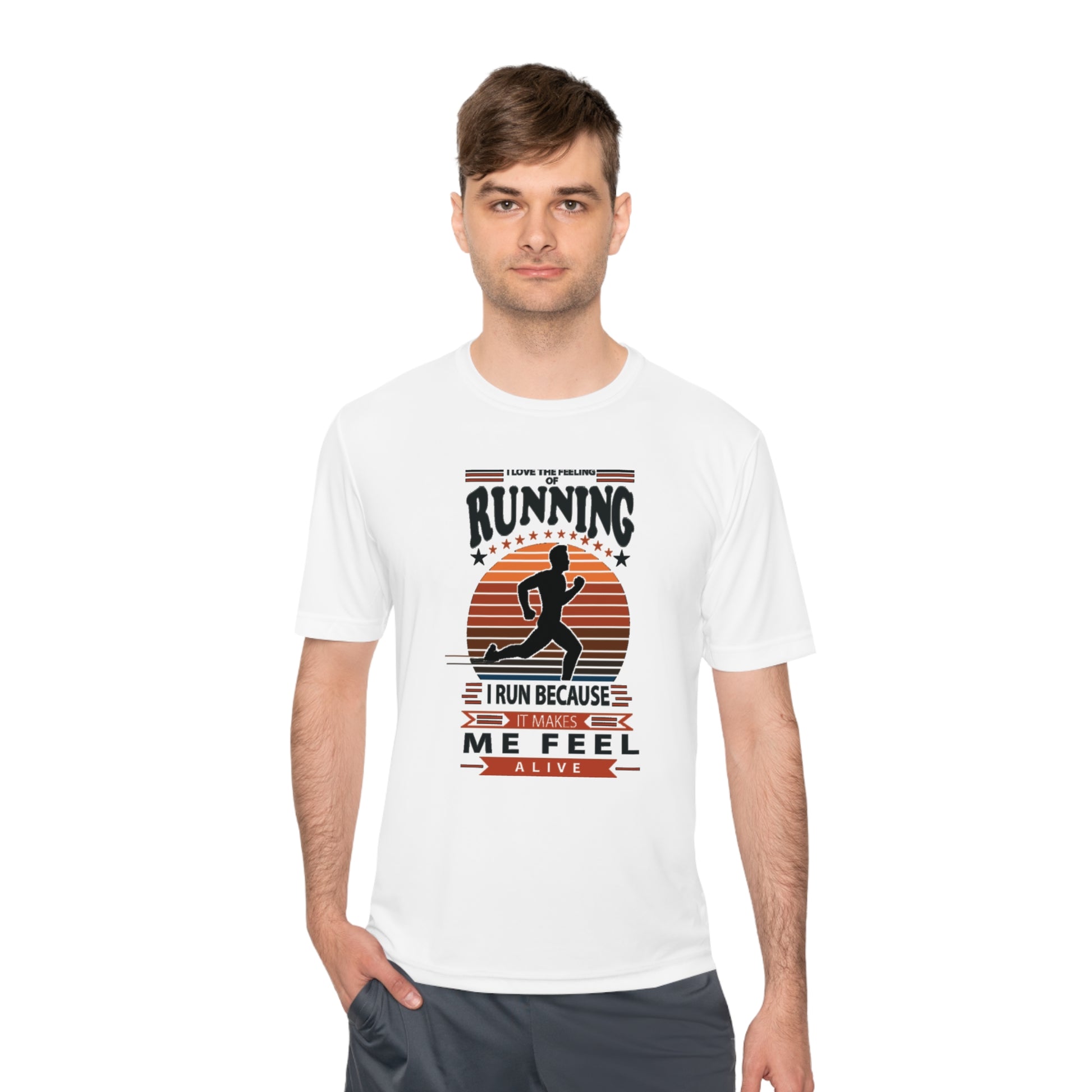 "RUNNING MAKES ME FEEL ALIVE" MOISTURE WICKING TEE