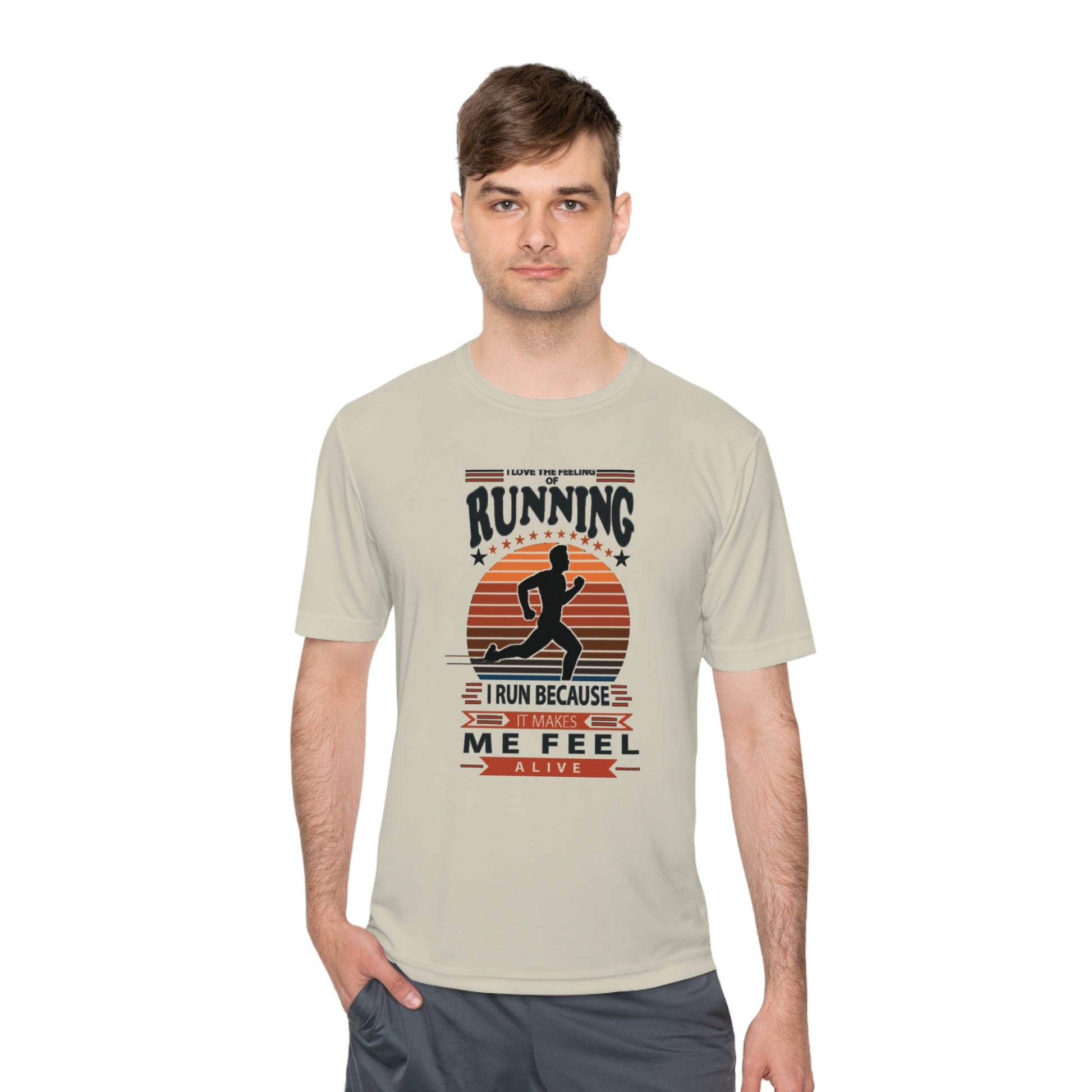 "RUNNING MAKES ME FEEL ALIVE" MOISTURE WICKING TEE