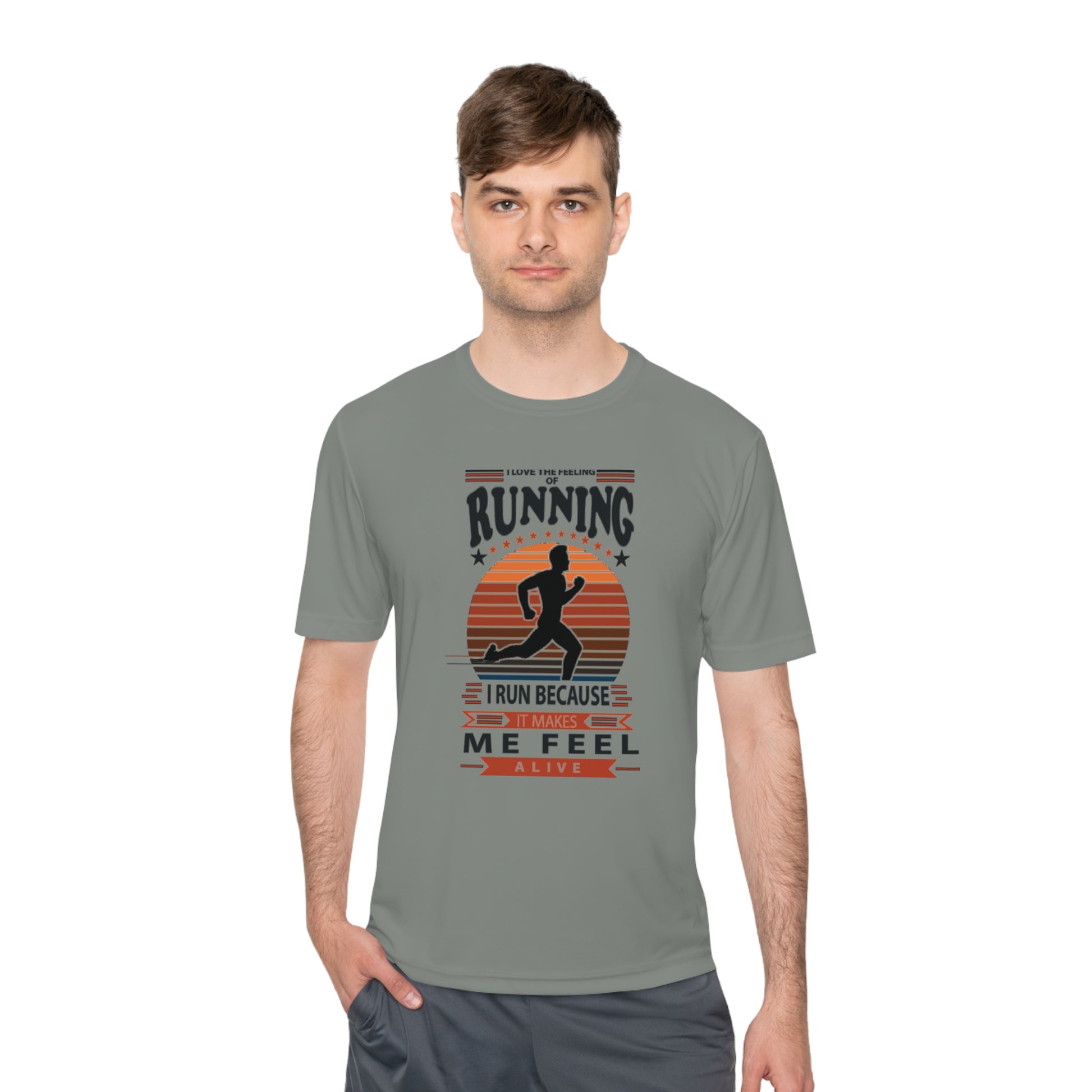 "RUNNING MAKES ME FEEL ALIVE" MOISTURE WICKING TEE