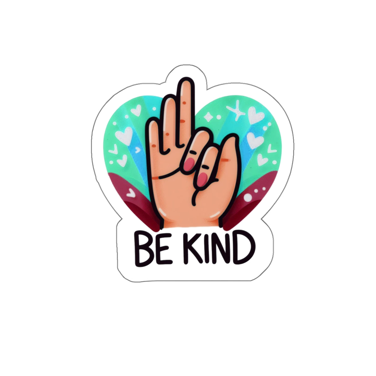 "Be Kind" Blue & Magenta Heartful Pride Month Die-Cut Sticker