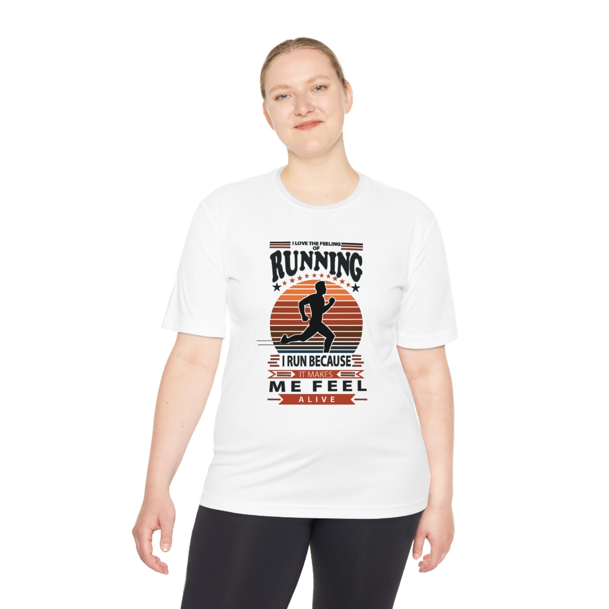 "RUNNING MAKES ME FEEL ALIVE" MOISTURE WICKING TEE