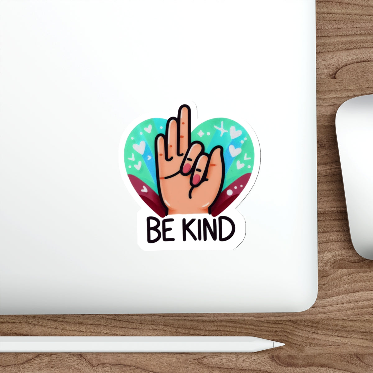 "Be Kind" Blue & Magenta Heartful Pride Month Die-Cut Sticker