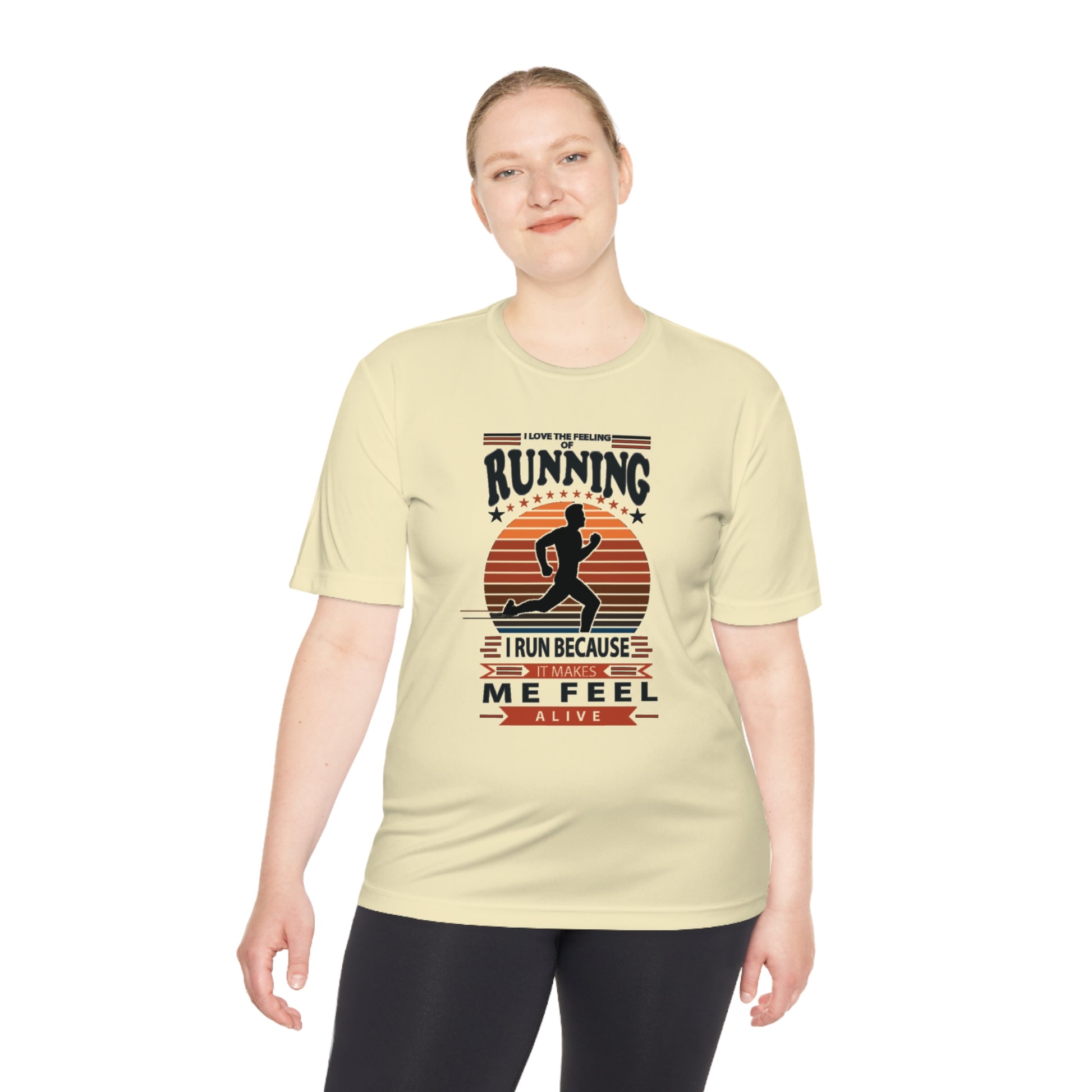 "RUNNING MAKES ME FEEL ALIVE" MOISTURE WICKING TEE