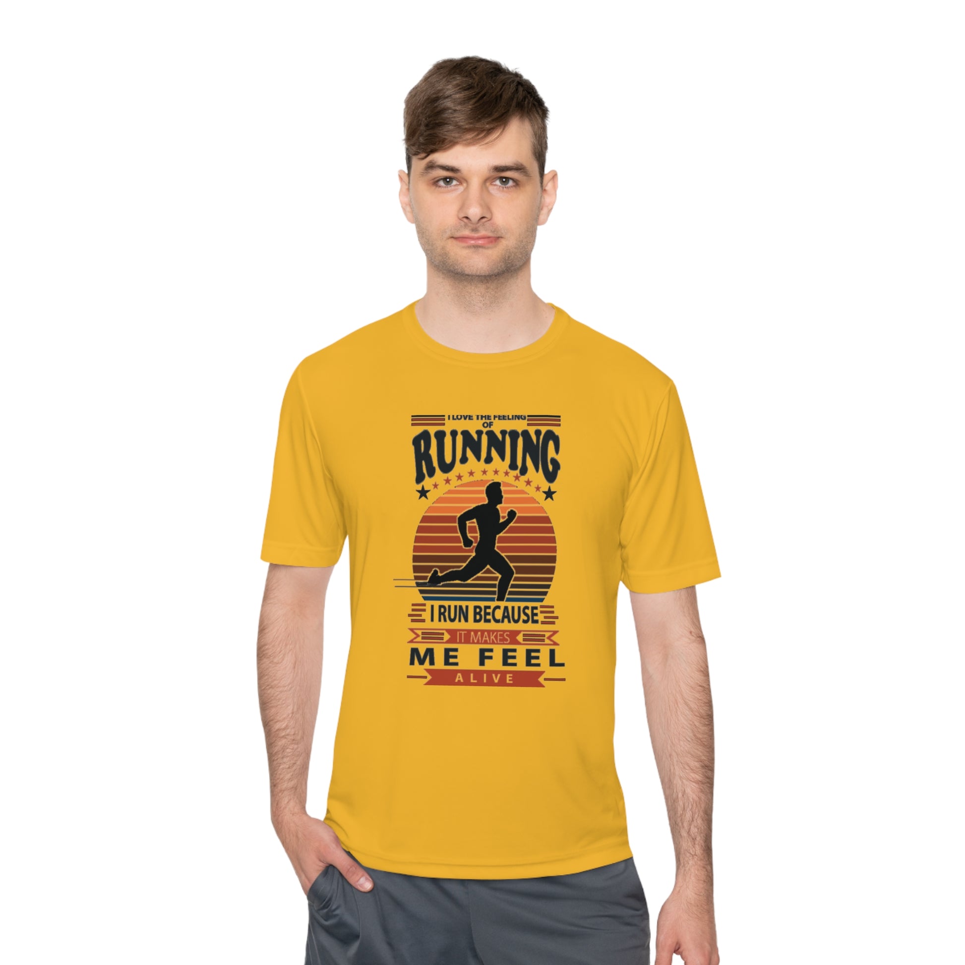 "RUNNING MAKES ME FEEL ALIVE" MOISTURE WICKING TEE