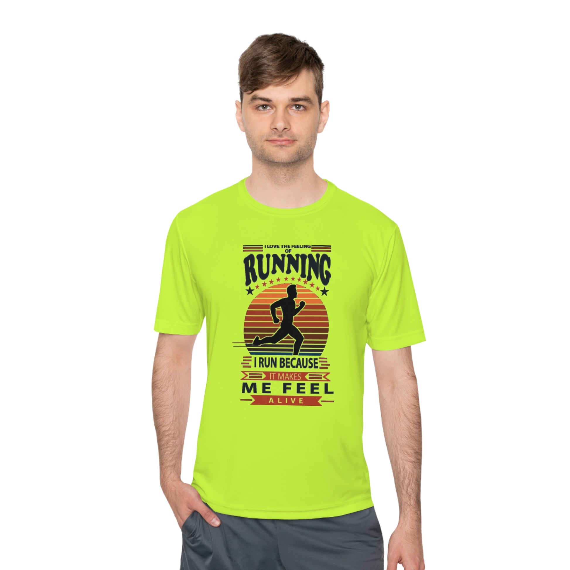 "RUNNING MAKES ME FEEL ALIVE" MOISTURE WICKING TEE