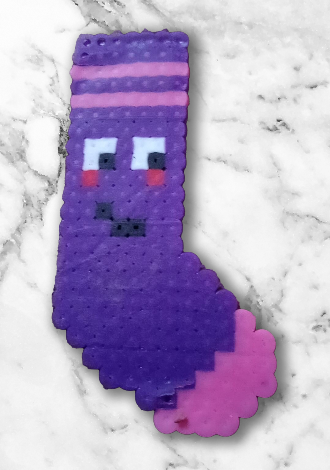 PURPLE ANIMATED SOCK PERLER BEAD DESIGN